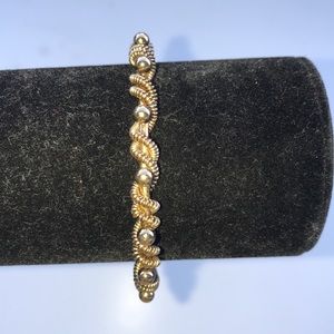 Delicate Gold Spiral Style Cuff Bell CharmBracelet